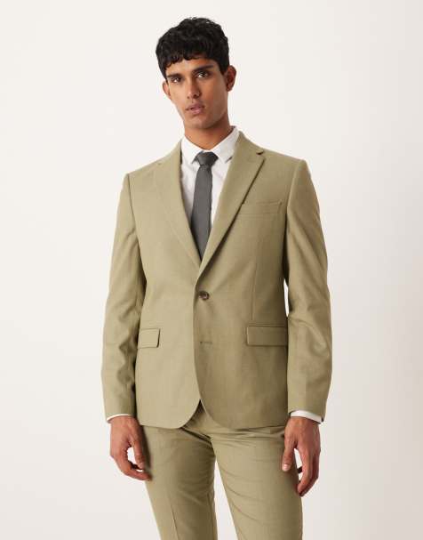 ASOS DESIGN slim suit trouser in light green flannel
