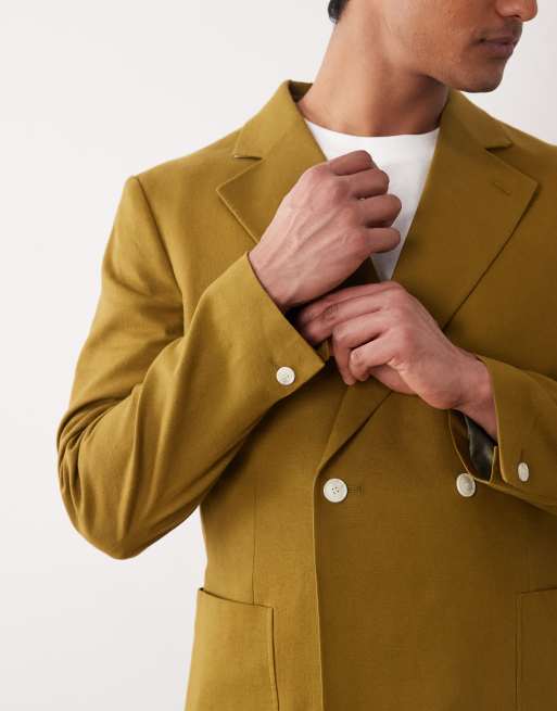 ASOS DESIGN slim suit jacket in khaki linen blend, 4 of 5
