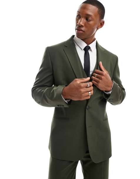 ASOS DESIGN slim suit jacket in khaki - view 1