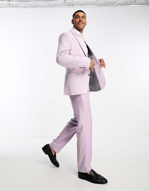 ASOS DESIGN slim suit jacket in lavender micro texture ASOS