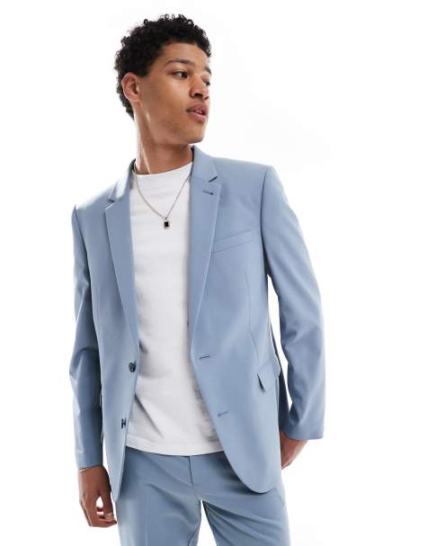 ASOS DESIGN slim suit jacket in light blue - view 1