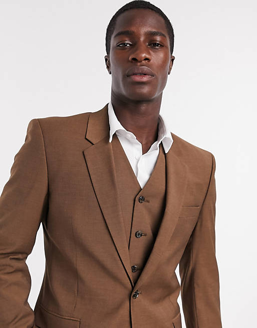 Suits slim suit jacket in light brown 