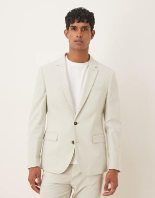 Asos Design Slim Suit Jacket In Gray