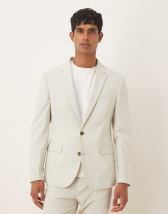 Jack & Jones Premium linen mix slim fit suit blazer in beige 