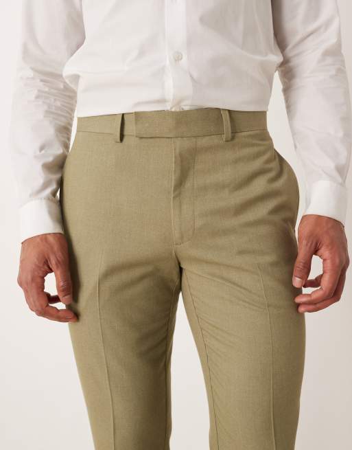ASOS DESIGN slim suit jacket in light green flannel, 4 of 5