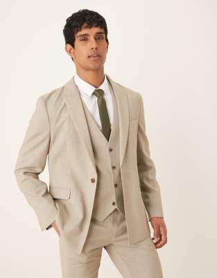 ASOS DESIGN slim suit jacket in light grey melange texture