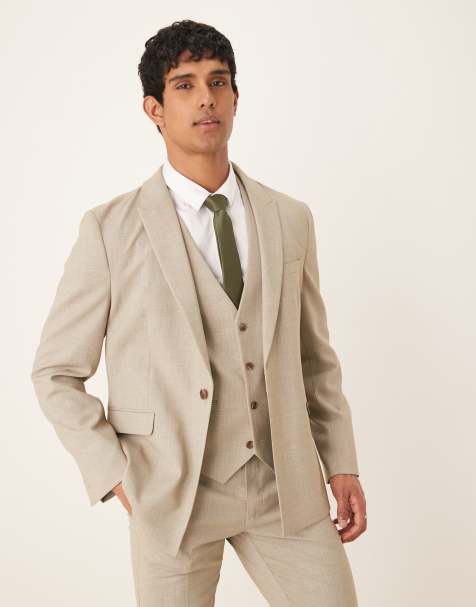 ASOS DESIGN slim suit jacket in light heather gray texture - view 1