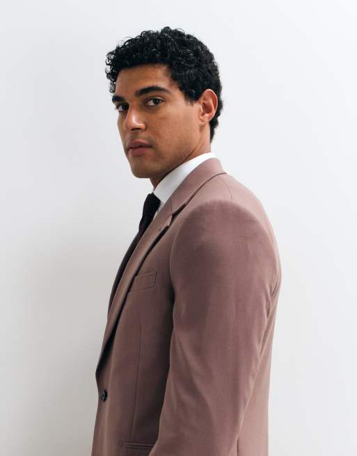 ASOS DESIGN slim suit jacket in mauve, 3 of 5