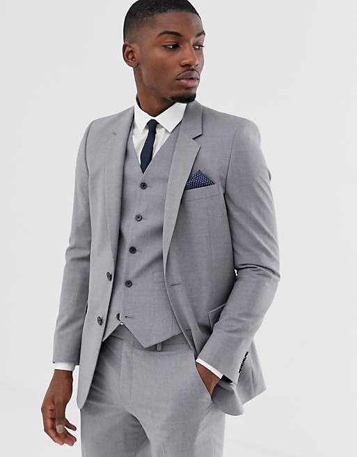 ASOS DESIGN slim suit jacket in mid gray