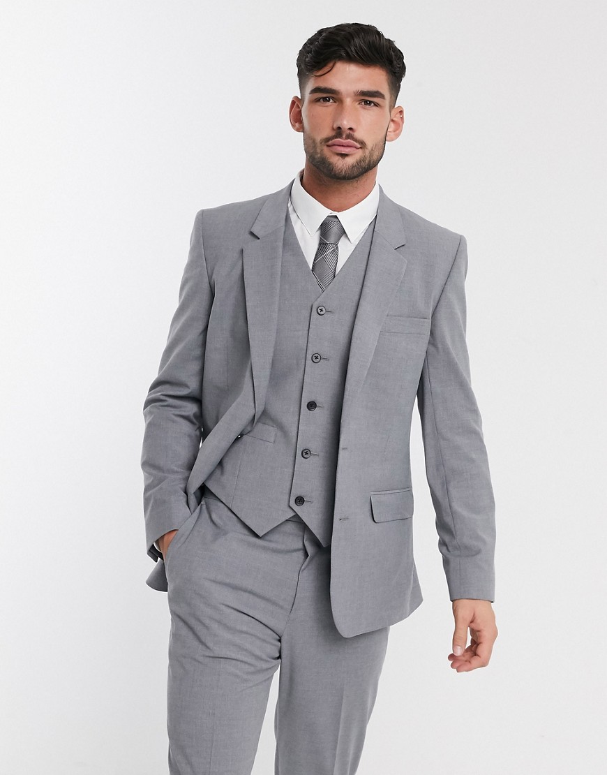 ASOS DESIGN slim suit jacket in mid gray-Grey