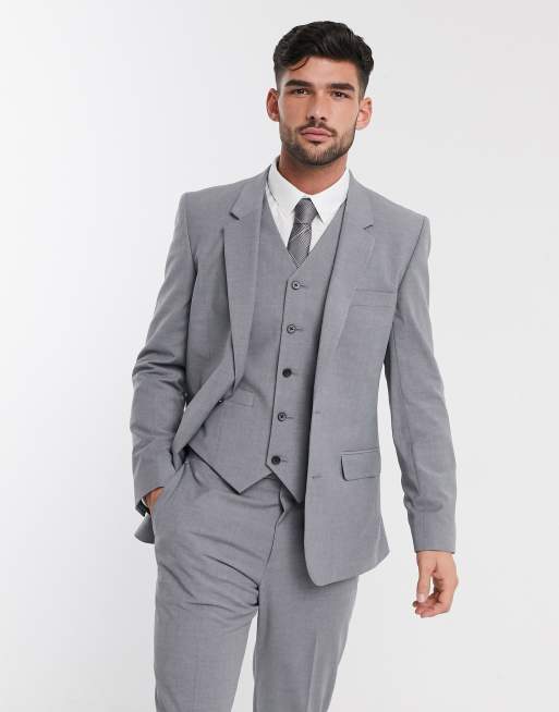 ASOS DESIGN slim suit jacket in mid gray