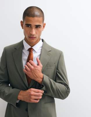 Asos Design Slim Suit Jacket In Green