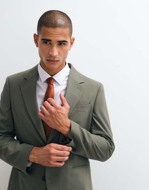 ASOS DESIGN slim suit jacket in mid khaki - view 1
