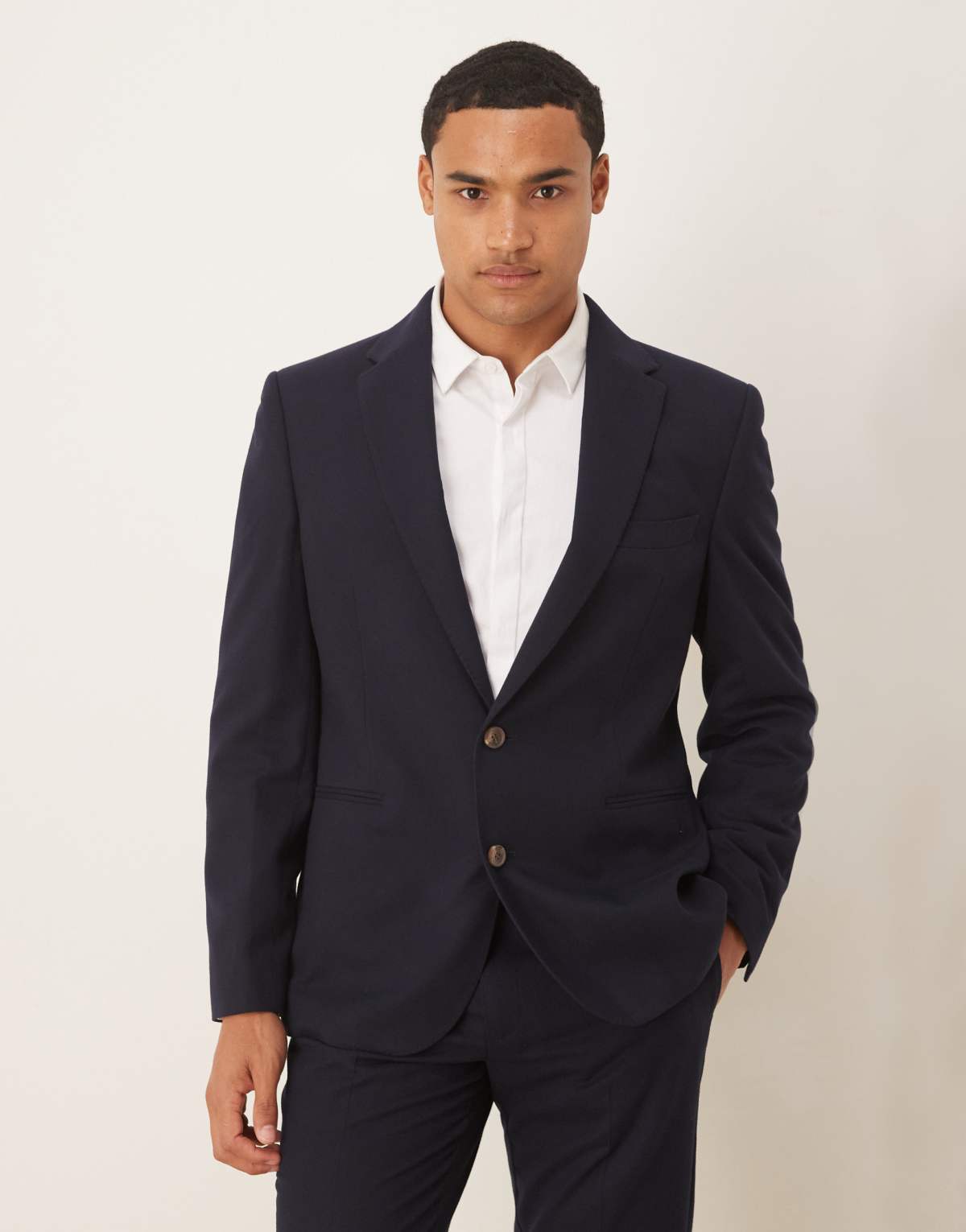 ASOS DESIGN slim suit jacket in navy flannel