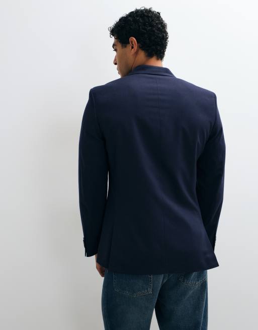 ASOS DESIGN slim suit jacket in navy flannel, 4 of 5