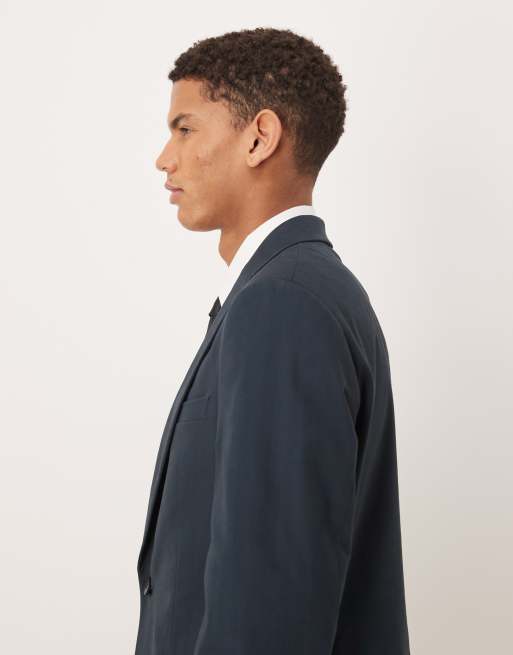 ASOS DESIGN slim suit jacket in navy herringbone, 4 of 5