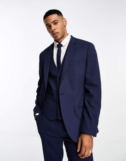 Navy blue best sale fitted suit