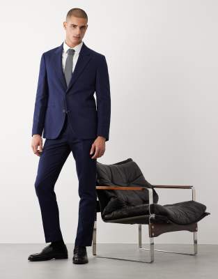 Asos Design Slim Suit Jacket In Blue