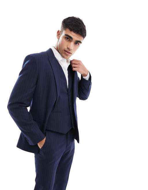 ASOS DESIGN slim suit pants in navy