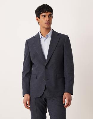 ASOS DESIGN slim suit jacket in navy subtle crosshatch