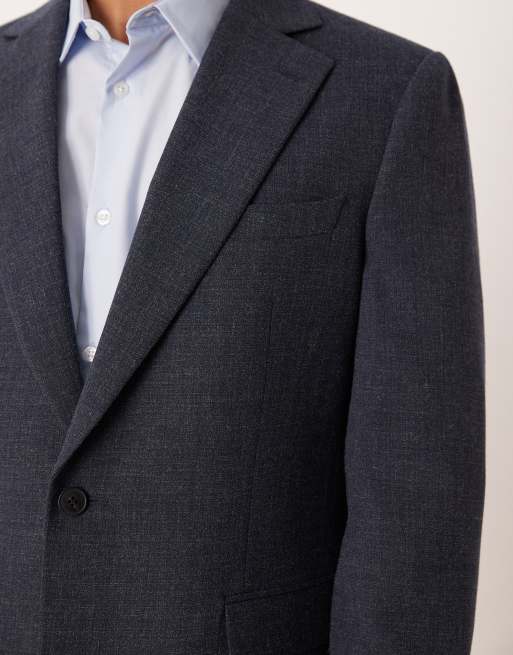 ASOS DESIGN slim suit jacket in navy subtle crosshatch, 5 of 5