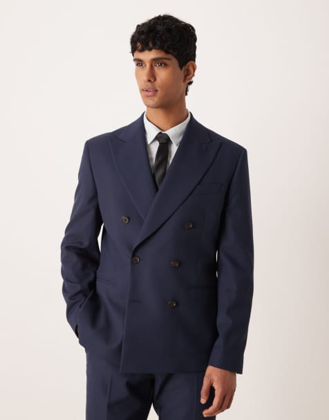 ASOS DESIGN slim suit jacket in navy texture - view 1