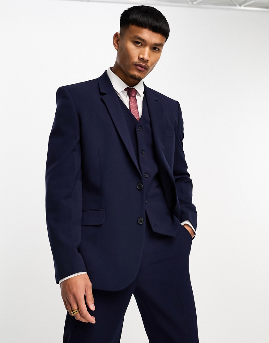 Shop Asos Design Slim Suit Jacket In Navy