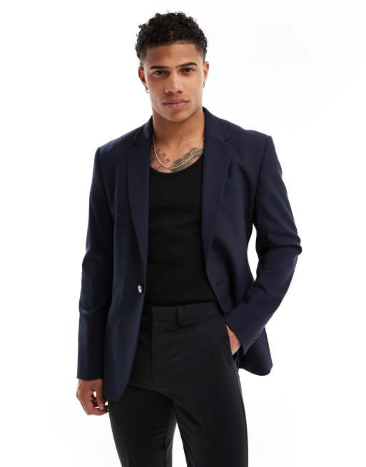 ASOS DESIGN slim suit jacket in navy