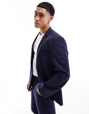 Asos Design Slim Suit Jacket In Navy