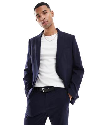 ASOS DESIGN slim suit jacket in navy