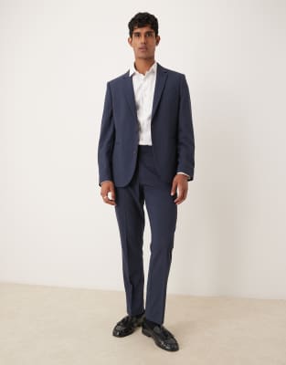 Asos Design Slim Suit Jacket In Blue