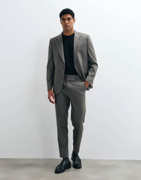 ASOS DESIGN slim suit jacket in olive green brushed flannel - view 1
