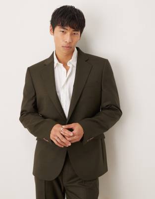 Asos Design Slim Suit Jacket In Green