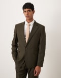 [ASOS DESIGN] ASOS DESIGN slim suit jacket in olive green marl texture Chest 44 Regular Olive