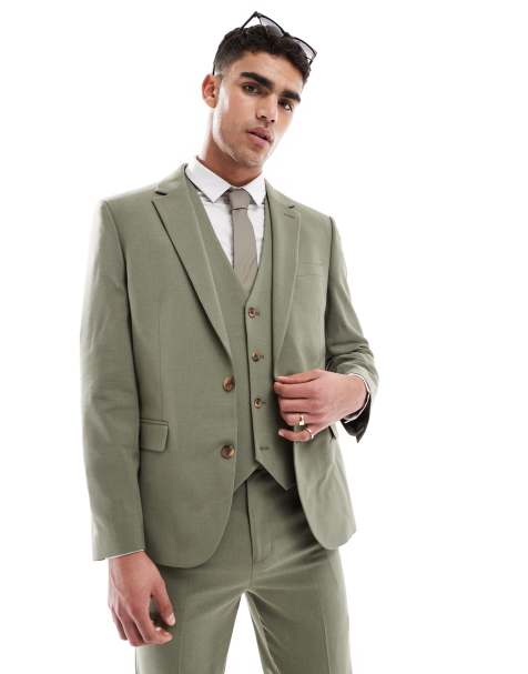 ASOS DESIGN slim suit jacket in olive green - view 1