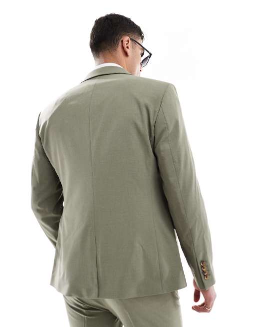 ASOS DESIGN slim suit jacket in olive green
