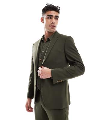 Asos Design Slim Suit Jacket In Green