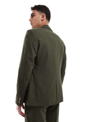 ASOS DESIGN slim suit jacket in olive green