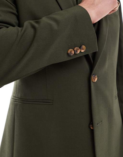 ASOS DESIGN slim suit jacket in olive green