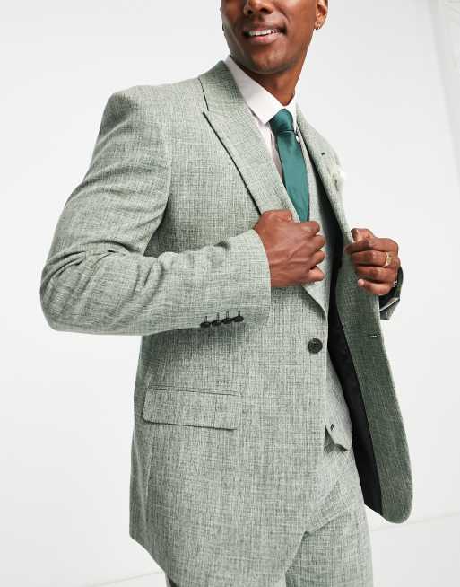 ASOS DESIGN slim suit jacket in pine green crosshatch