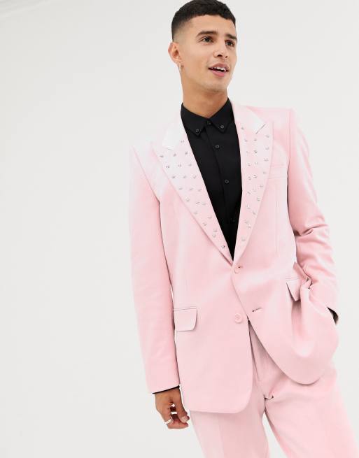 Pink suede suit clearance