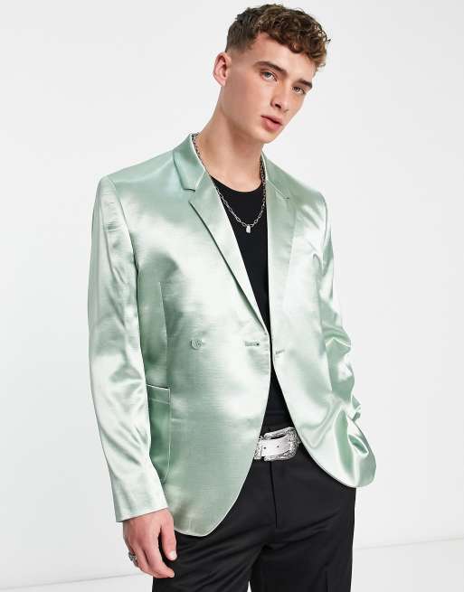 ASOS DESIGN slim tuxedo blazer in sage green