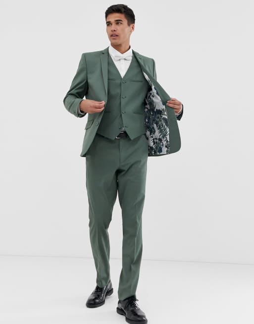 ASOS DESIGN slim tuxedo blazer in sage green