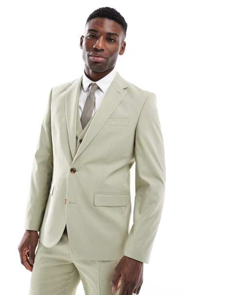 ASOS DESIGN slim suit jacket in sage green - view 1