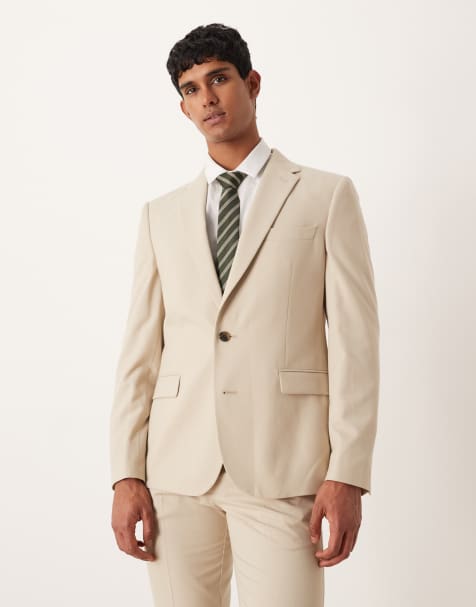ASOS DESIGN slim suit jacket in stone flannel - view 1