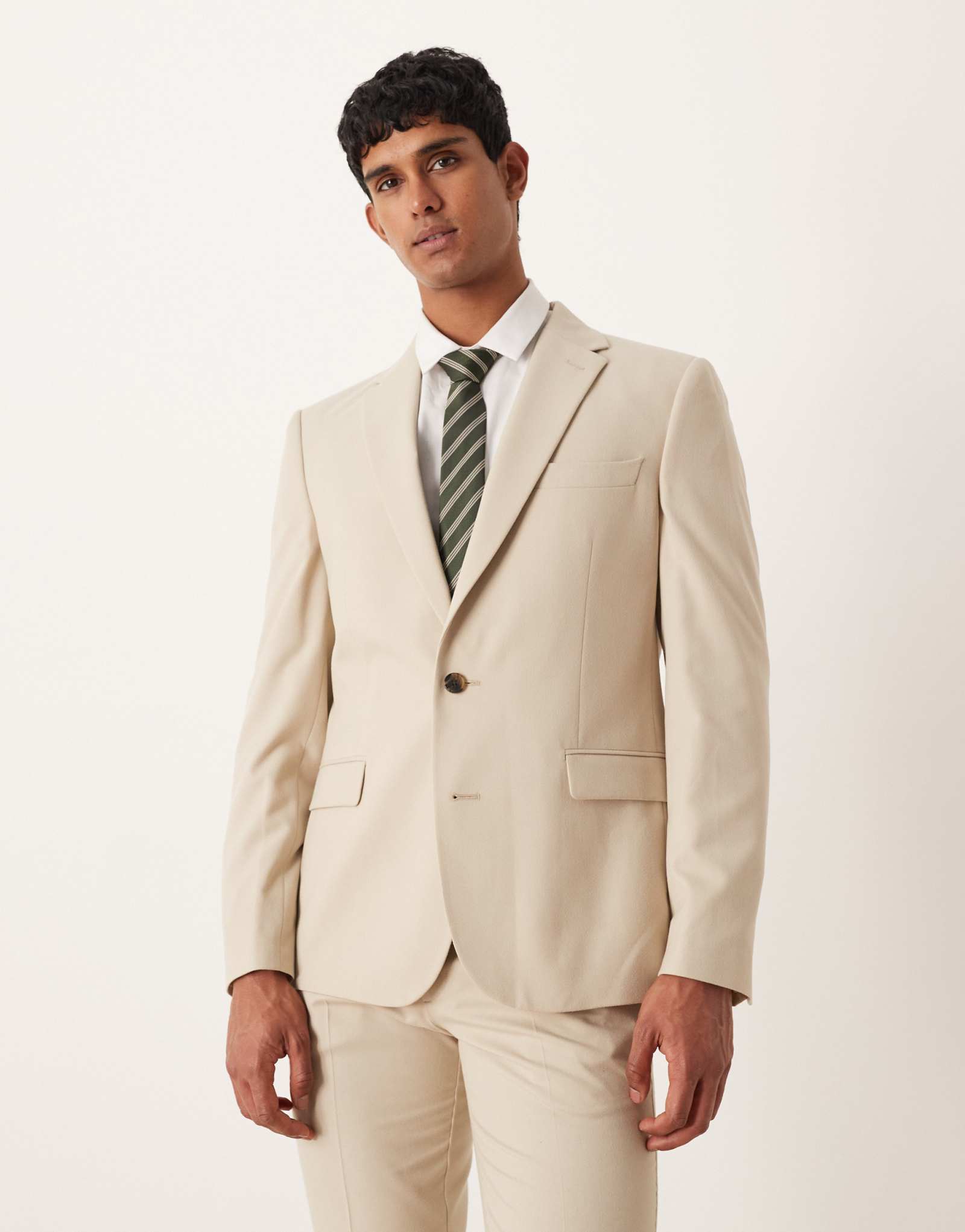 Приталенный пиджак от ASOS DESIGN из каменной фланели