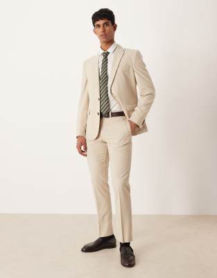 Asos Design Slim Suit Jacket In Neutral
