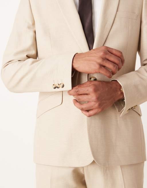 ASOS DESIGN slim suit jacket in stone microtexture , 4 of 5