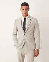 Jack & Jones Premium linen mix slim fit suit blazer in beige 