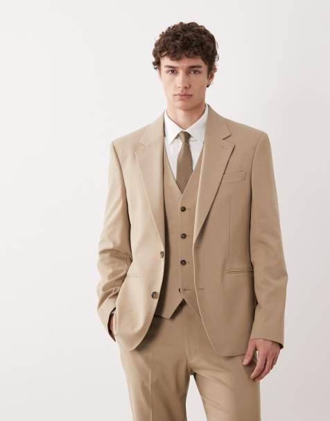 ASOS DESIGN slim suit jacket in stone - view 1